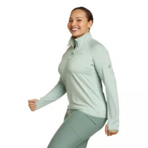Eddie Bauer Women's High Route Grid Fleece 1/4 Zip Celedon Medium Tall NWT